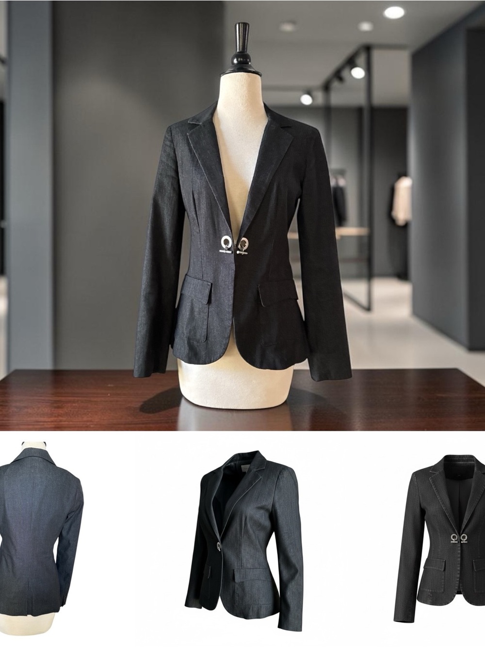 Vintage Laundry by Shelli Segal Black Tailored BlazerSize 4 Notch Lapel Hardware